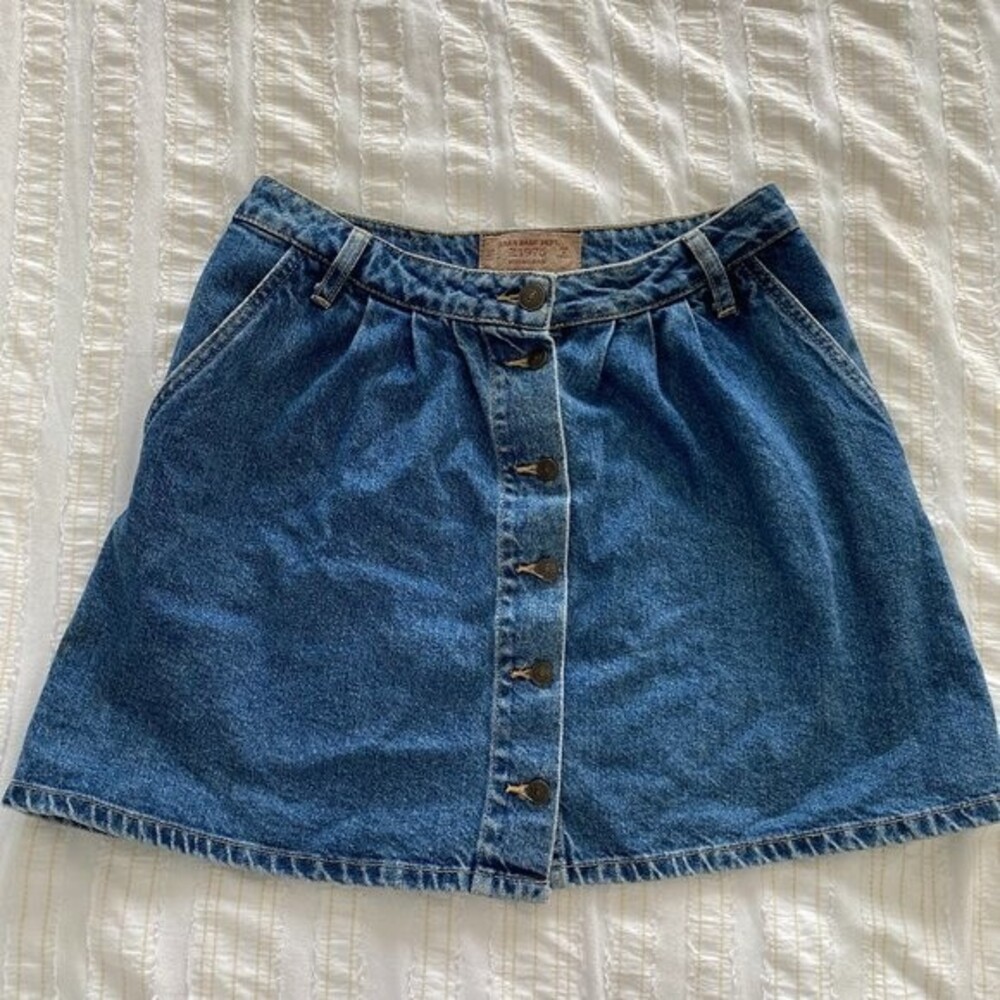 Zara Basics Jean Skirt Mini - button front, size S